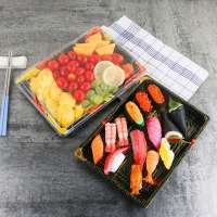 wholesale disposable plastic leak proof large  bento lunch sushi box tray PS transparent food  packaging container