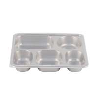 Electrolytic stainless steel food grade metal bento lunch tray 5/4  sections lunch box with pp lip