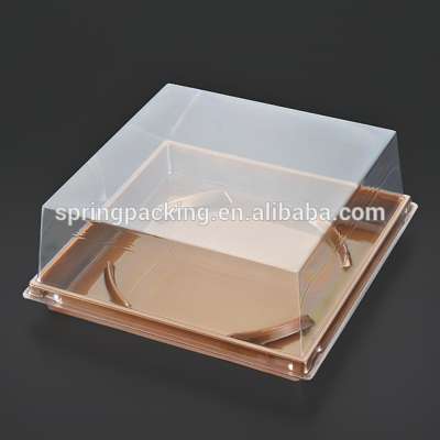 New design PET PP PS PVC silver golden white black clear plastic cake packaging box