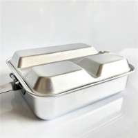 Field survival portable lightweight aluminum food container army mess tin with  handle